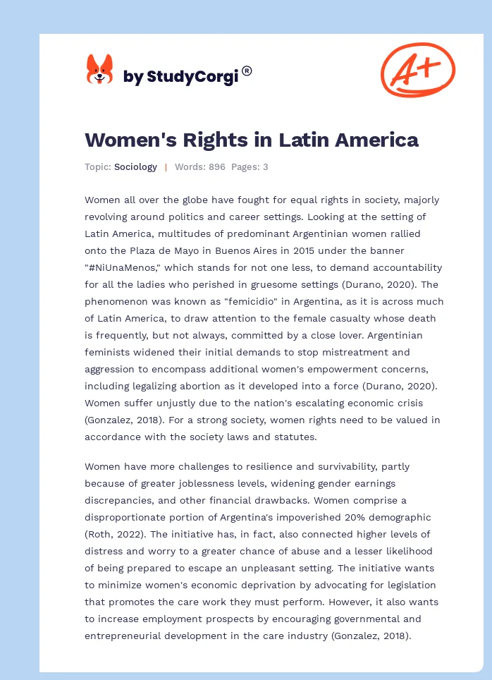 Women's Rights in Latin America. Page 1