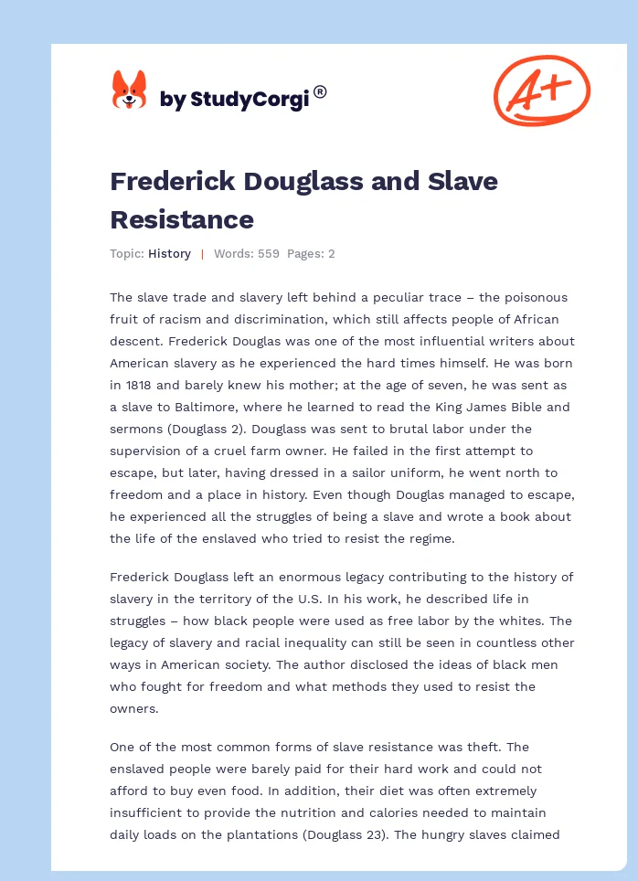 Frederick Douglass and Slave Resistance. Page 1