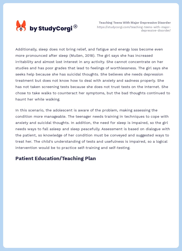 Teaching Teens With Major Depressive Disorder. Page 2