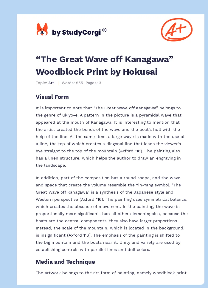 “The Great Wave off Kanagawa” Woodblock Print by Hokusai. Page 1