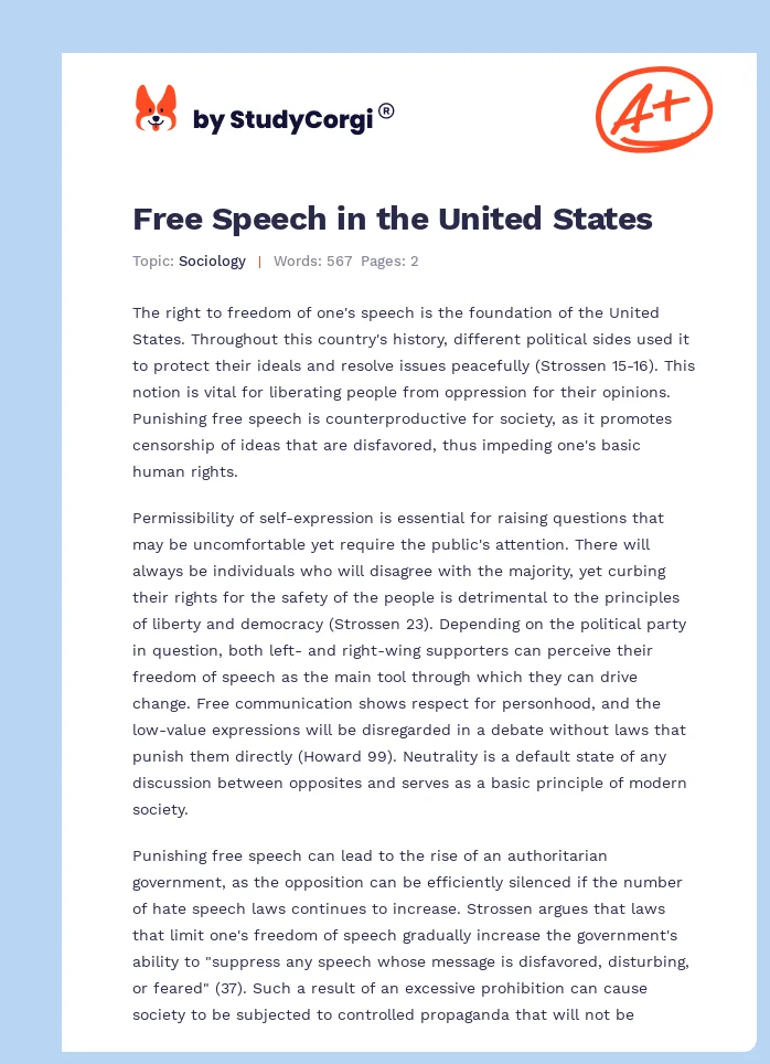 Free Speech in the United States. Page 1