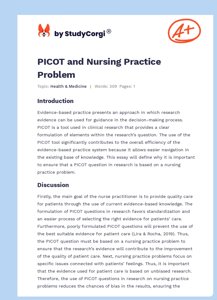 PICOT and Nursing Practice Problem. Page 1