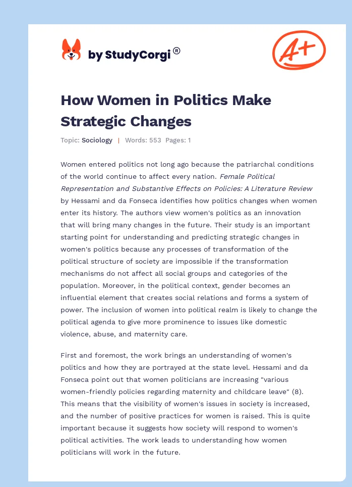 How Women in Politics Make Strategic Changes. Page 1