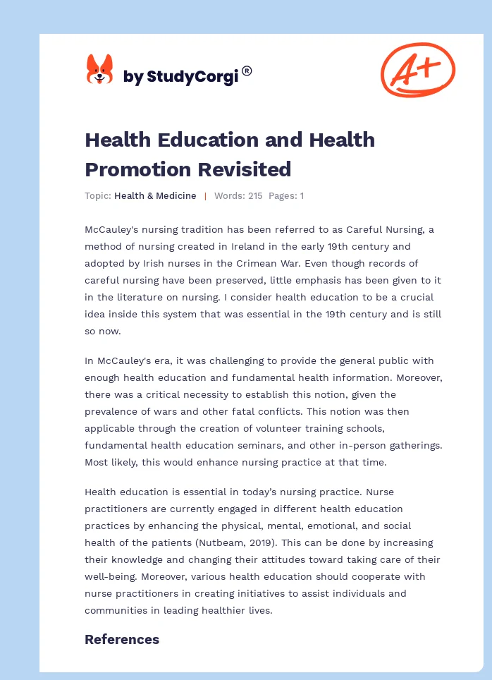Health Education and Health Promotion Revisited. Page 1