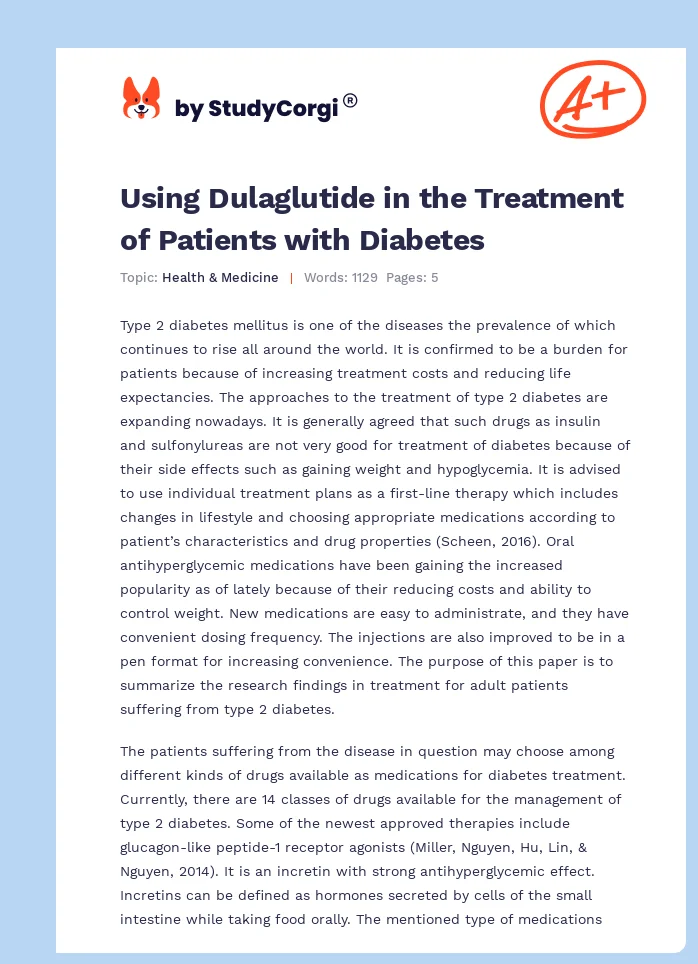 Using Dulaglutide in the Treatment of Patients with Diabetes. Page 1