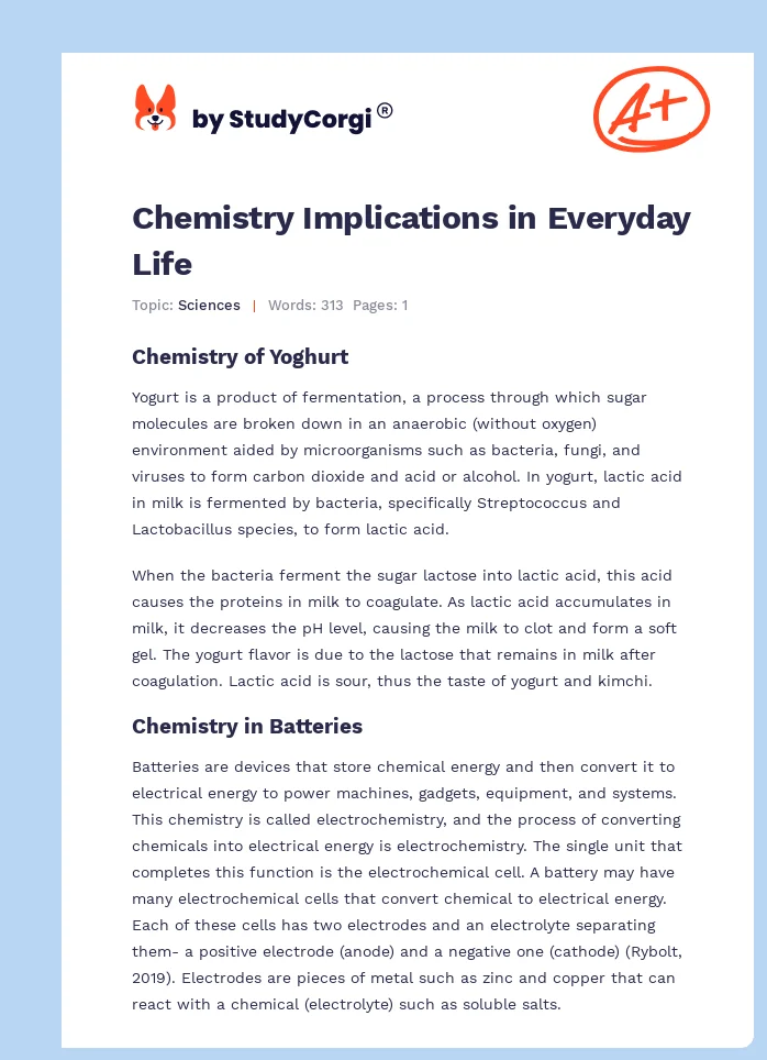 Chemistry Implications in Everyday Life. Page 1