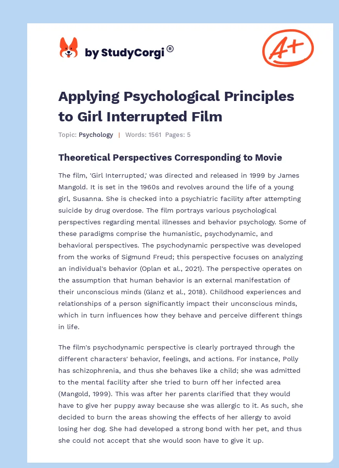 Applying Psychological Principles to Girl Interrupted Film. Page 1