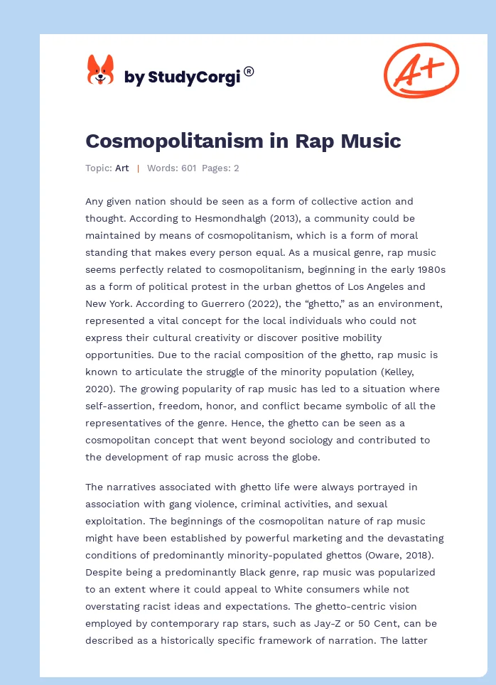 Cosmopolitanism in Rap Music. Page 1