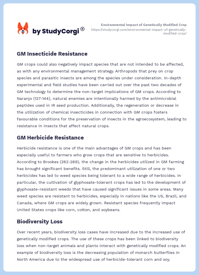 Environmental Impact of Genetically Modified Crop. Page 2