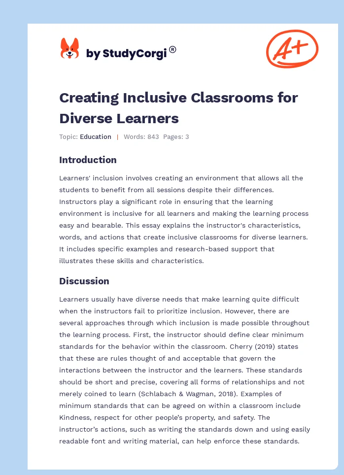 Creating Inclusive Classrooms for Diverse Learners. Page 1