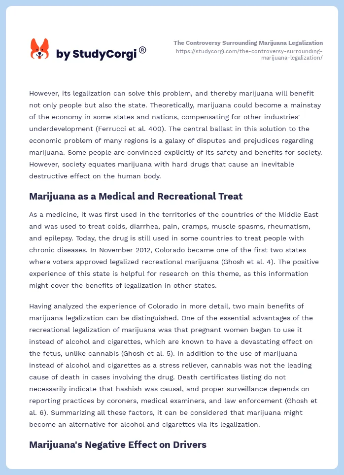 The Controversy Surrounding Marijuana Legalization. Page 2