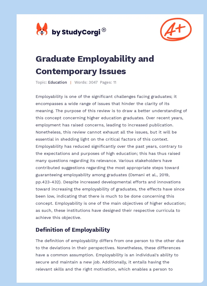 Graduate Employability and Contemporary Issues. Page 1