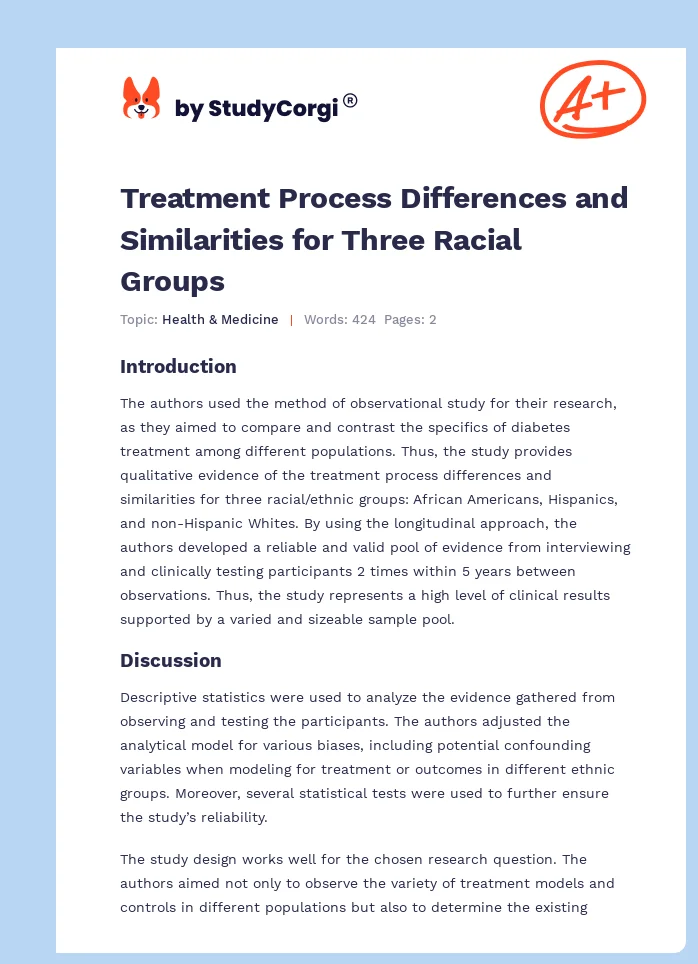 Treatment Process Differences and Similarities for Three Racial Groups. Page 1