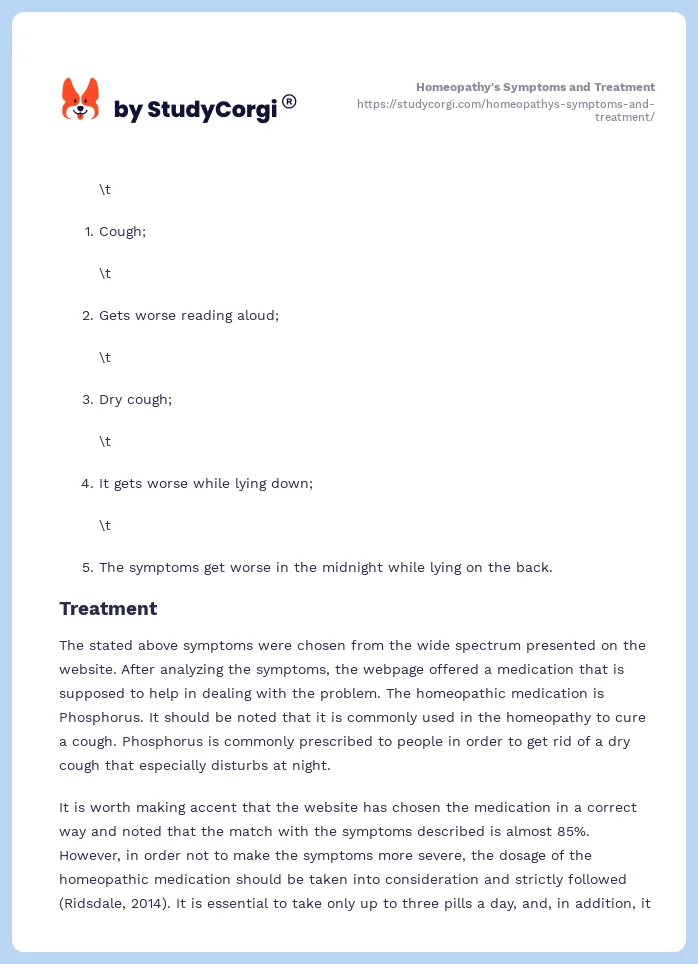 Homeopathy's Symptoms and Treatment. Page 2