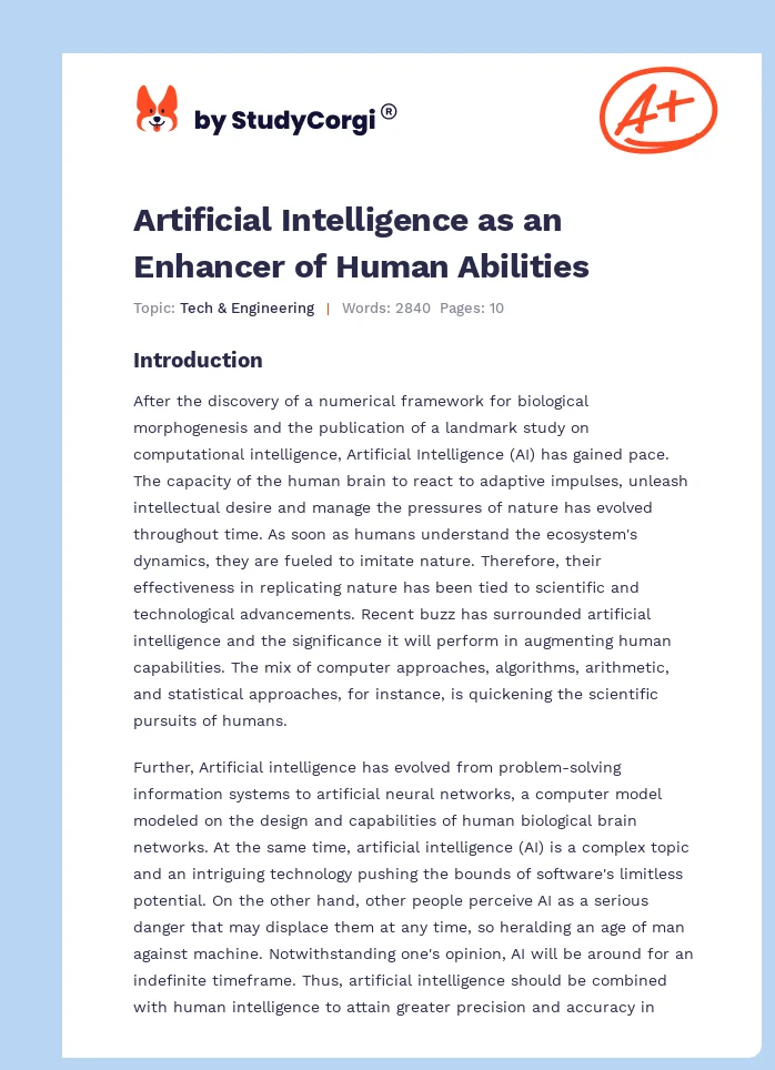 Artificial Intelligence as an Enhancer of Human Abilities. Page 1