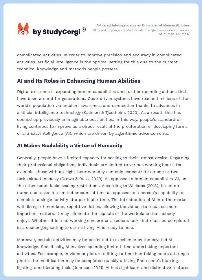 Artificial Intelligence as an Enhancer of Human Abilities. Page 2