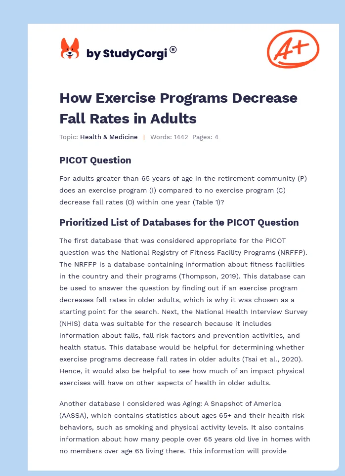 How Exercise Programs Decrease Fall Rates in Adults. Page 1