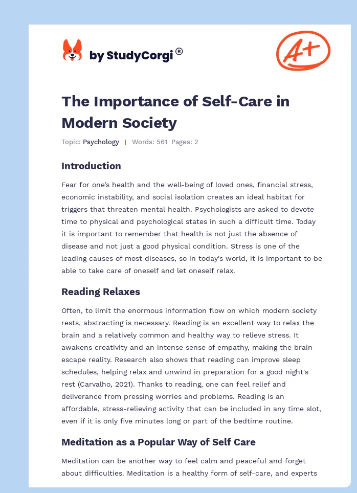The Importance of Self-Care in Modern Society. Page 1