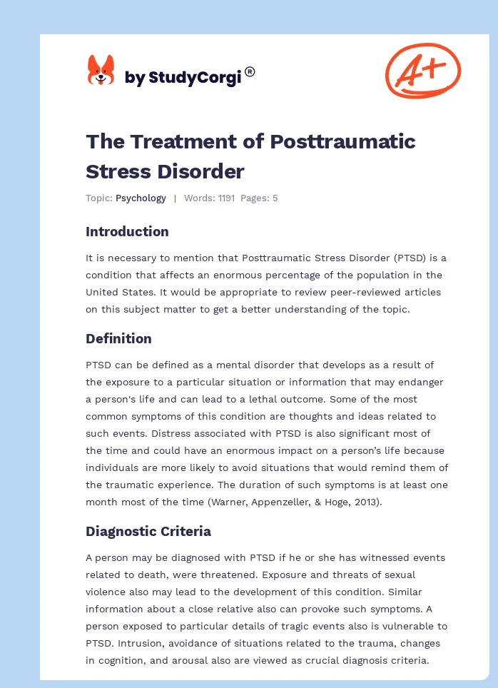 The Treatment of Posttraumatic Stress Disorder. Page 1