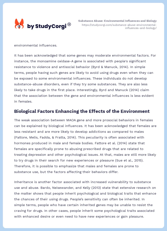 Substance Abuse: Environmental Influences and Biology. Page 2