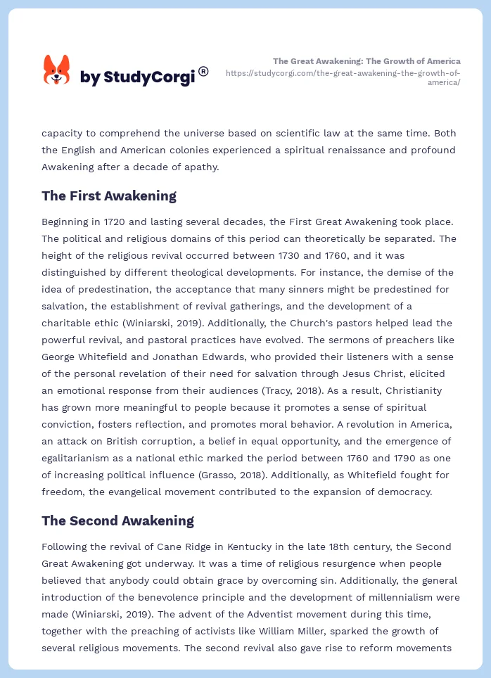 The Great Awakening: The Growth of America. Page 2