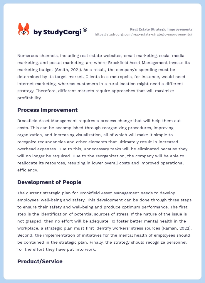 Real Estate Strategic Improvements. Page 2