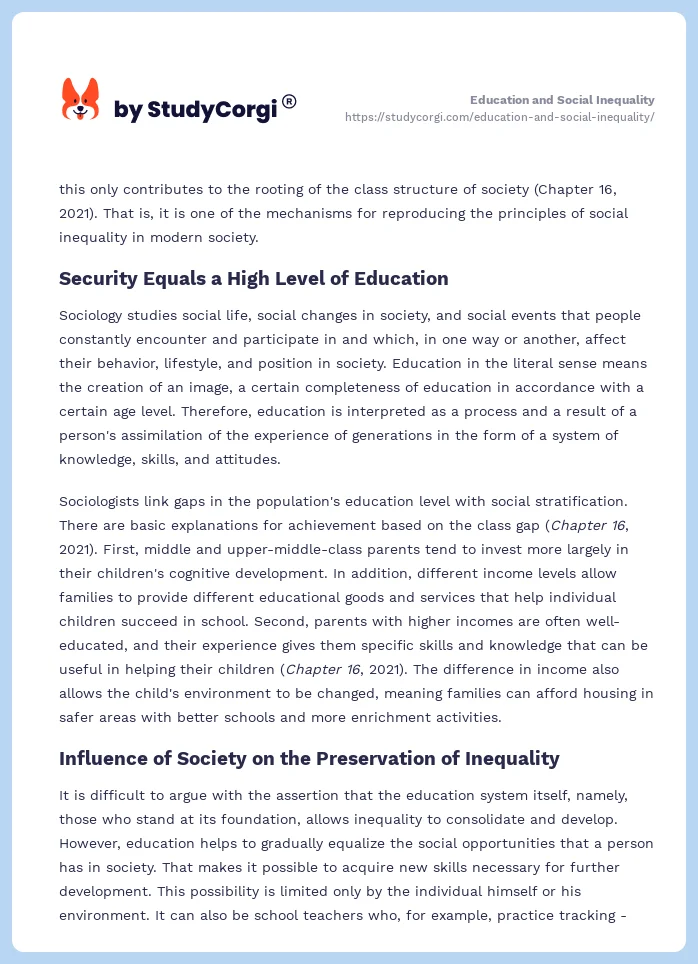 Education and Social Inequality. Page 2