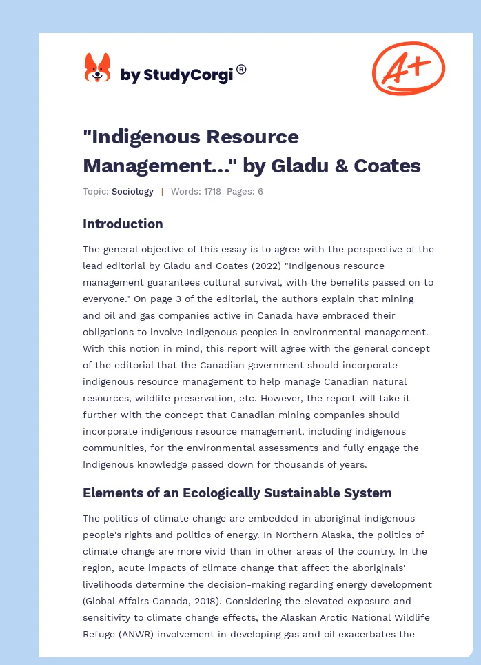 "Indigenous Resource Management…" by Gladu & Coates. Page 1