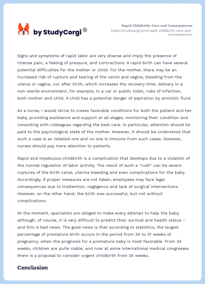 Rapid Childbirth: Care and Consequences. Page 2