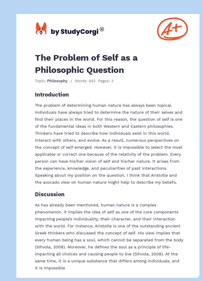The Problem of Self as a Philosophic Question. Page 1
