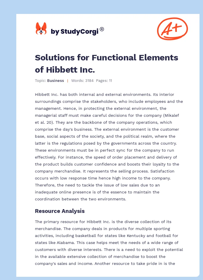 Solutions for Functional Elements of Hibbett Inc.. Page 1