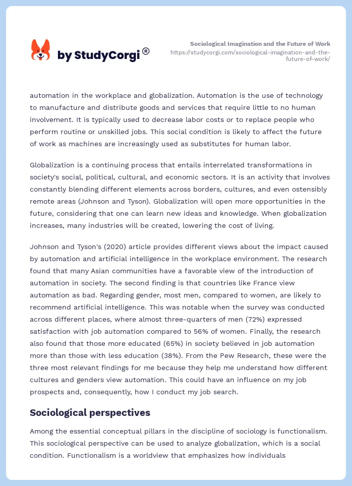 Sociological Imagination and the Future of Work. Page 2