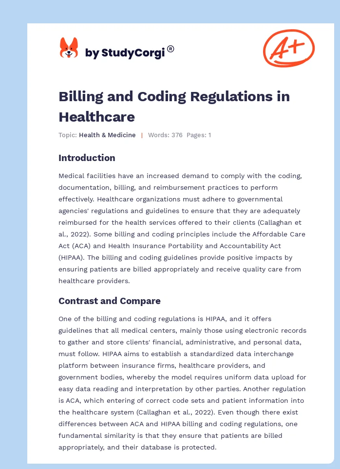 Billing and Coding Regulations in Healthcare. Page 1
