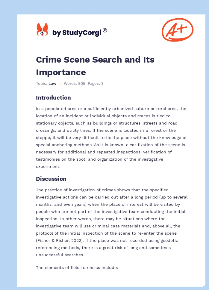 Crime Scene Search and Its Importance. Page 1