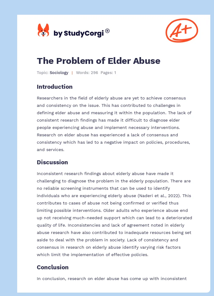 The Problem of Elder Abuse. Page 1