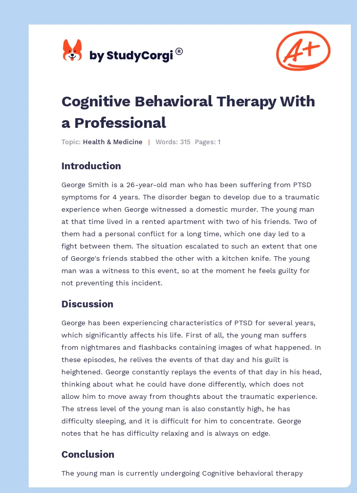 Cognitive Behavioral Therapy With a Professional. Page 1
