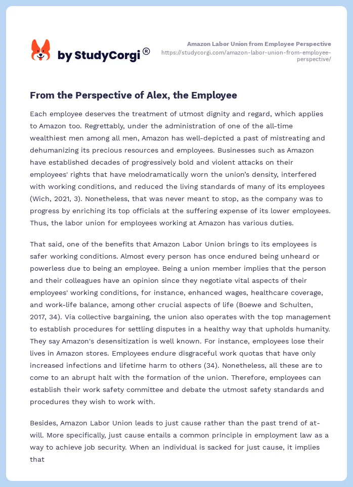 Amazon Labor Union from Employee Perspective. Page 2