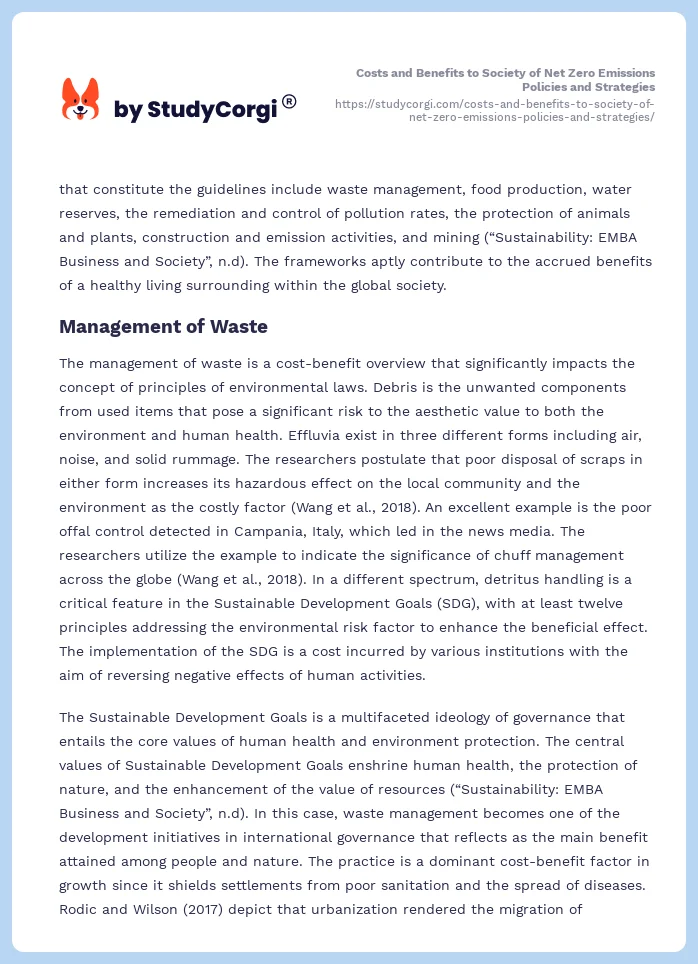 Costs and Benefits to Society of Net Zero Emissions Policies and Strategies. Page 2