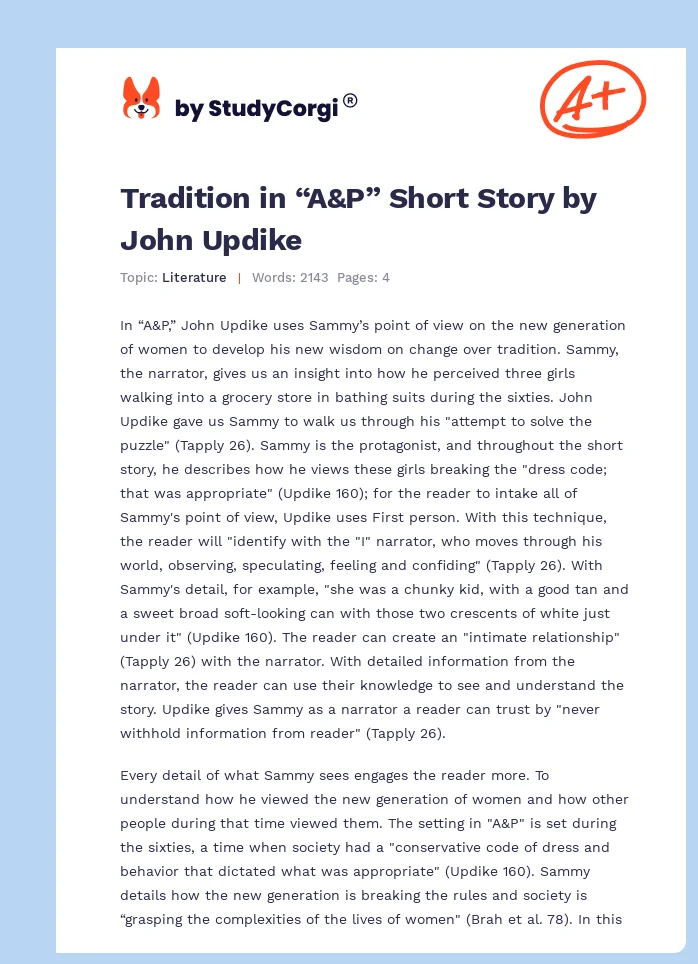 Tradition in “A&P” Short Story by John Updike. Page 1