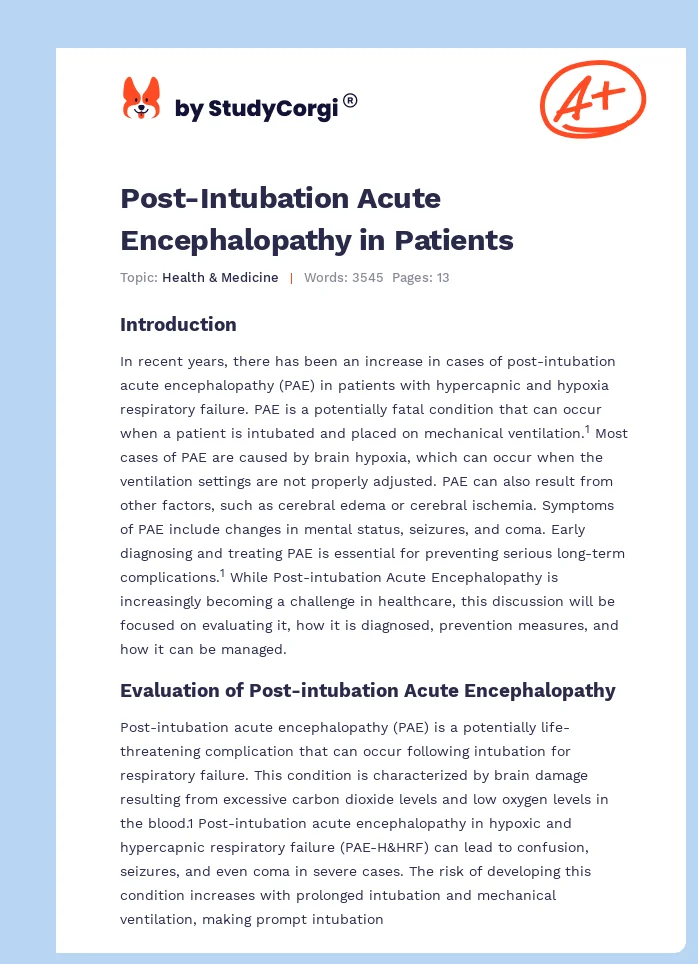Post-Intubation Acute Encephalopathy in Patients. Page 1