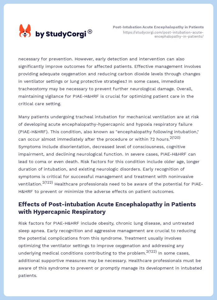 Post-Intubation Acute Encephalopathy in Patients. Page 2