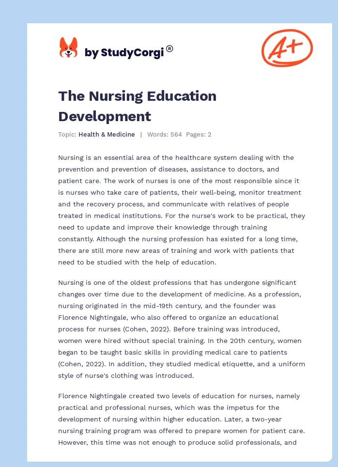 The Nursing Education Development. Page 1