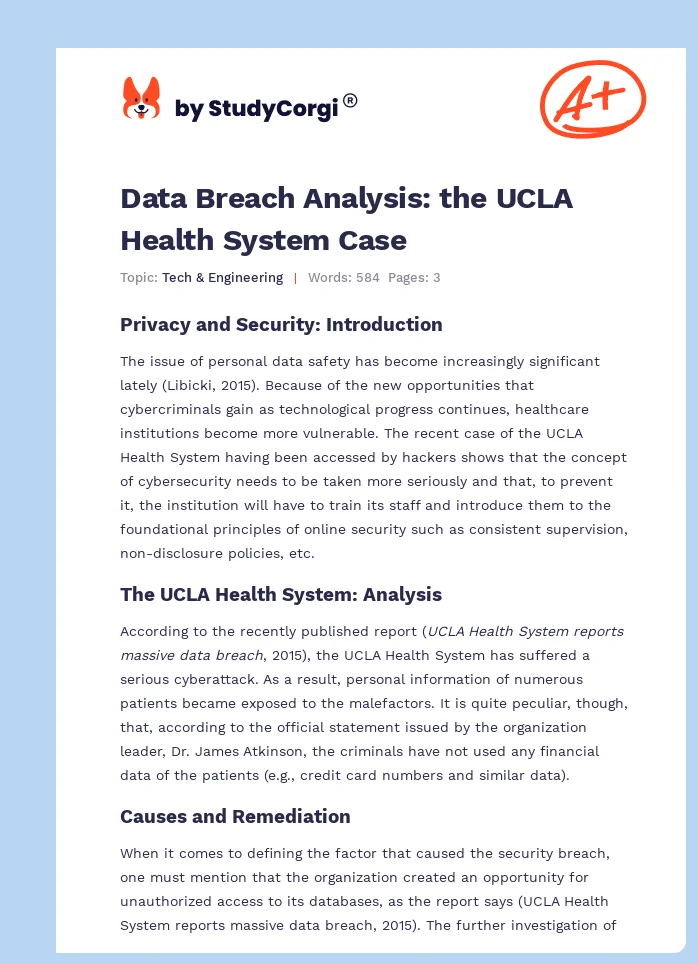 Data Breach Analysis: the UCLA Health System Case. Page 1
