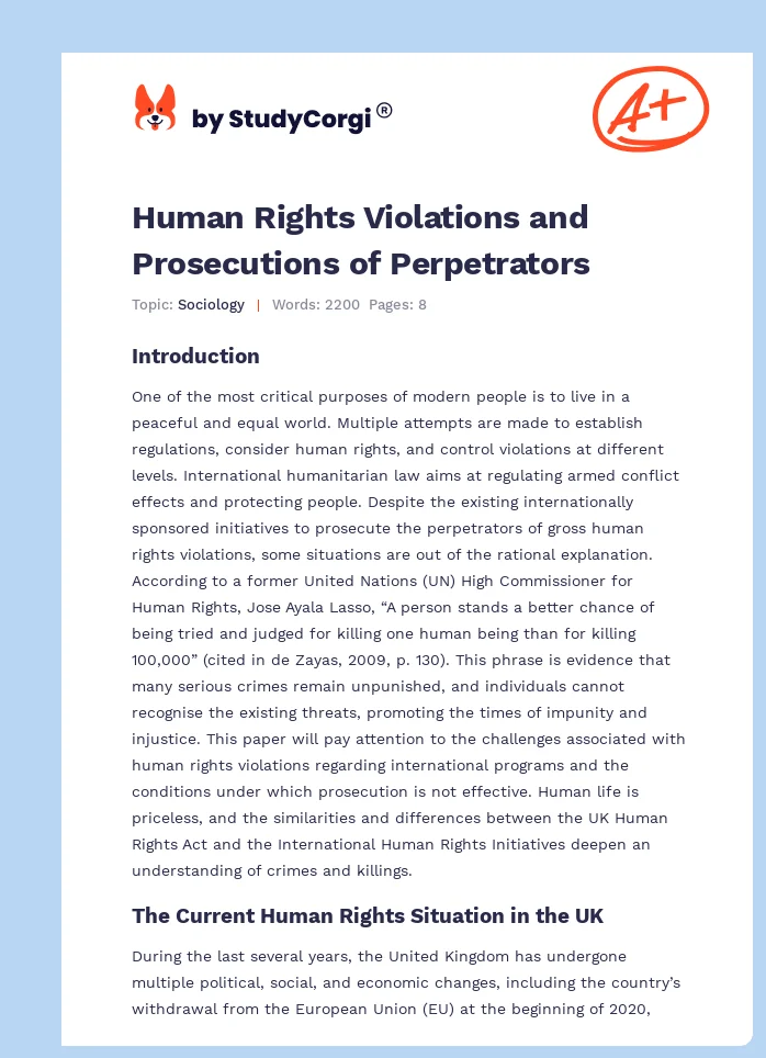 Human Rights Violations and Prosecutions of Perpetrators. Page 1