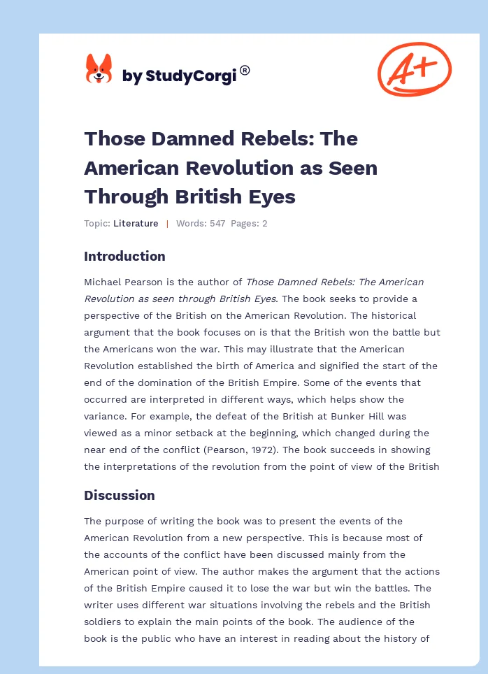 Those Damned Rebels: The American Revolution as Seen Through British Eyes. Page 1