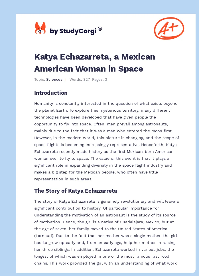 Katya Echazarreta, a Mexican American Woman in Space. Page 1