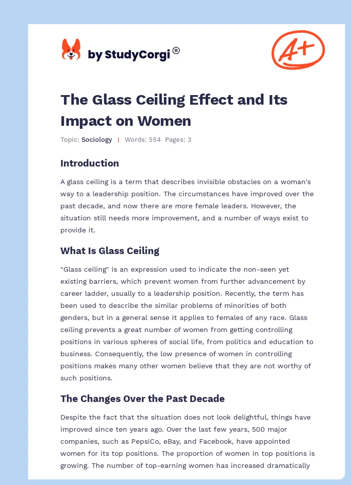 The Glass Ceiling Effect and Its Impact on Women. Page 1