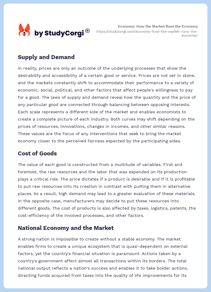 Economy: How the Market Runs the Economy. Page 2