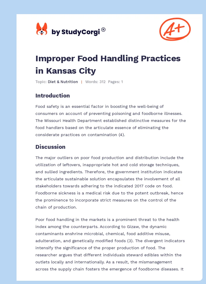 Improper Food Handling Practices in Kansas City. Page 1