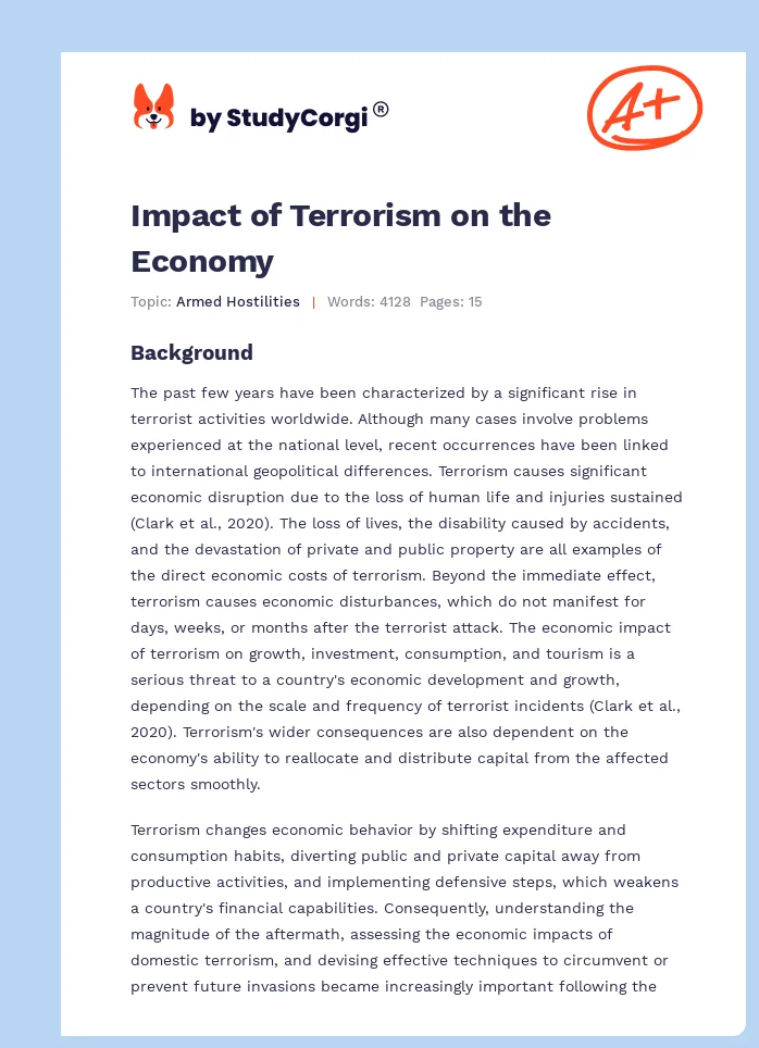 Impact of Terrorism on the Economy. Page 1
